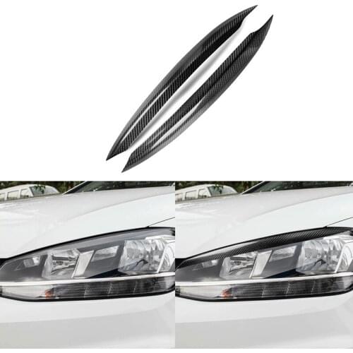 For Volkswagen VW Golf 7 Mk7 2013-2018 Real Carbon Fiber Headlight Cover Eyebrows Eyelids Car Sticker Trim Protector