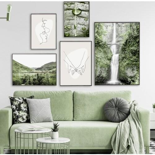 Leaf Dew Bridge Waterfall Abstract Girl Wall Art Canvas Painting Nordic Posters And Prints Wall Pictures For Living Room Decor