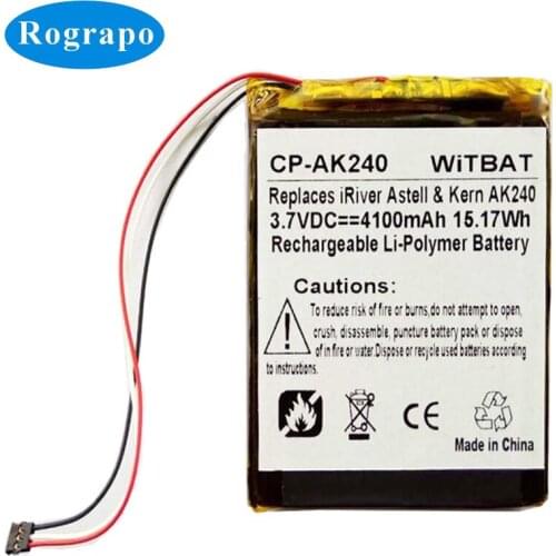 New 3.7V 4100mAh Replacement Battery For iRiver Astell & Kern AK240 Player Batteries Accumulator 3-wire plug