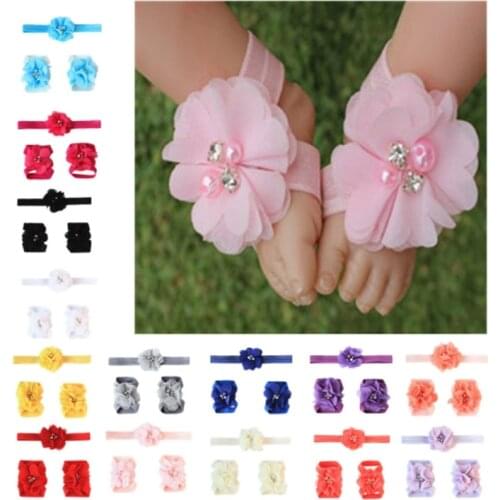 2021 New Chiffon Foot Flower Accessories Cute Male and Female Infants and Children Wearing Flowers on Their Feet Children