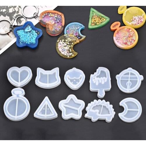 Silicone Resin Jewelry Making Molds Heart Star Moon Ice Cream UV Epoxy Resin Moulds Key Chain Pendant Craft Jewelry Tools