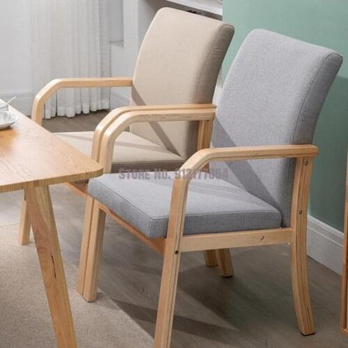 Solid Wood Dining Chair Household Simple Bent Wood Backrest Armrest Office Desk Chair Modern Simple Nursing Home Chair Mahjong C