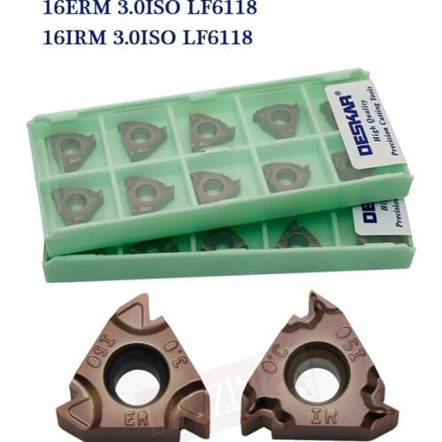 10PCS 16ERM 16IRM 1.0ISO 1.5ISO 2.0ISO 2.5ISO 3.0ISO 11W 14W AG55 AG60 LF6118 Carbide Insert CNC Lathe Tool for Stainless Steel