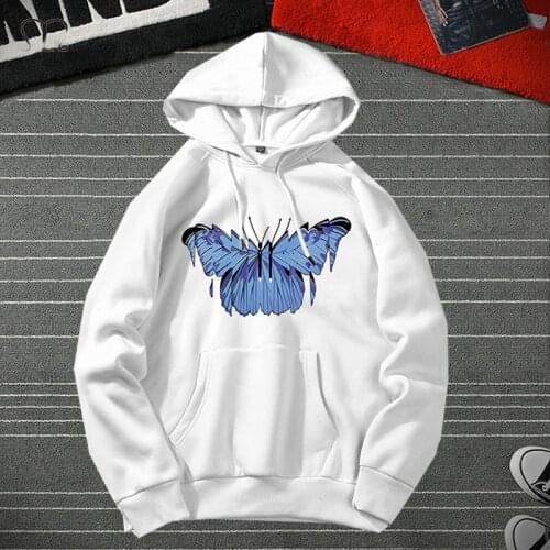 Mens Hoodies Harajuku Fashion Animal Printed Male Casual Sweatshirts Butterfly Tops 2021 Spring Autumn Fashion Outwear Big Size
