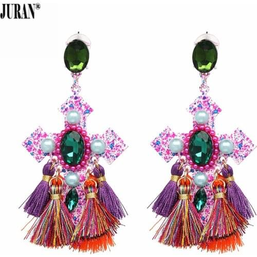 JURAN New Arrivals Bohemian Tassel Earrings Women Ethnic Handmade Fringed Drop Earrings Statement Brincos Fashion Jewelry