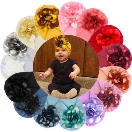 15Pcs Soft Cotton Solid Turban Hats for Baby Girls Flower Beanies Elastic Caps Bonnet Newborn Toddler Chic Head Wraps