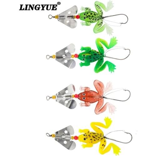 2014 New frogs Fishing Lure Set 4pcs/LOT Rubber Soft Fishing Lures Bass SpinnerBait spoon Lures carp fishing tackle