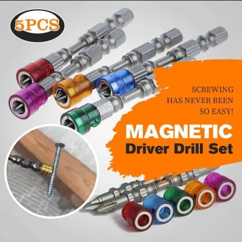 5Pcs/Set Magnetic Drill Screwdriver Bits 65mm S2 Steel Cross Head Screw Driver Screwdrivers Kit Double Headed Hand Tools Drills