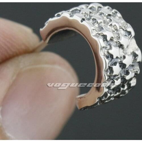 925 Sterling Silver Stars Earring Mens Biker Rock Punk Earring 8R011