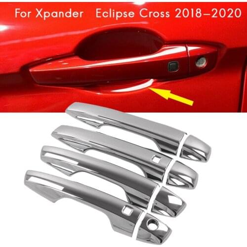 ABS Chrome Car Exterior Outside Door Handle Protector Cover Trim for Mitsubishi Xpander / Eclipse Cross 2018-2020