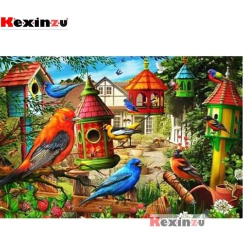 Kexinzu Full Square/Round Drill 5D DIY Diamond Painting "Bird House" 3D Diamond Embroidery Cross Stitch Home Decor X45465