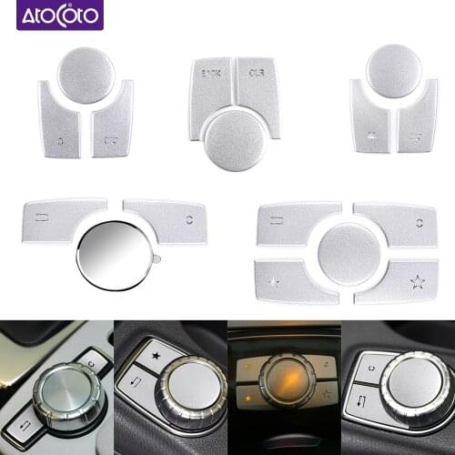 Car Multimedia Knob Button Trim Badge Cover Emblem Stickers for Benz CLA GLA ML GL GLK Class W176 W246 W204 W212 C117 X156
