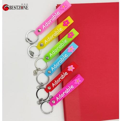 2 Pcs Kawaii Flower Adorable Key Chain Bag Decoration Colorful Soft Rubber Creative Gift Capsules Ball toys