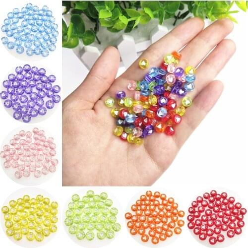 100pcs/lot 7mm Transparent Color Round Acrylic Spacer Beads Love Heart Beads for Jewelry Making DIY Handmade Charms Bracelet