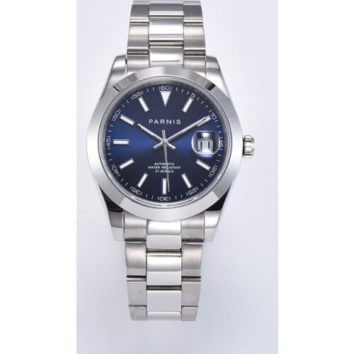 Wrist watch men,mens automatic watches PARNIS luxury man self wind mechanical wristwatch waterproof clock steel strap timepiece