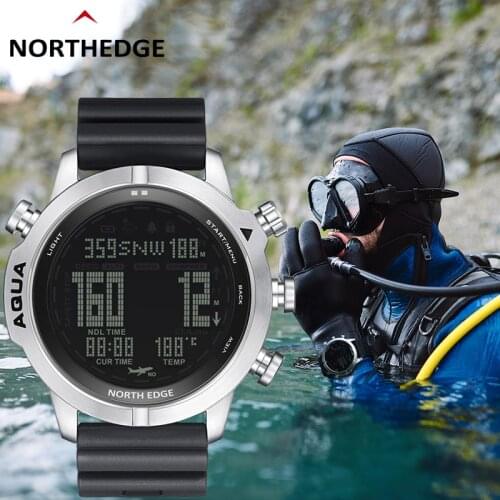 NORTH EDGE Professional Diving Watches Mens Deep Sea Sports Altitude Pressure Compass 10BAR Waterproof Digital Relogio Masculino