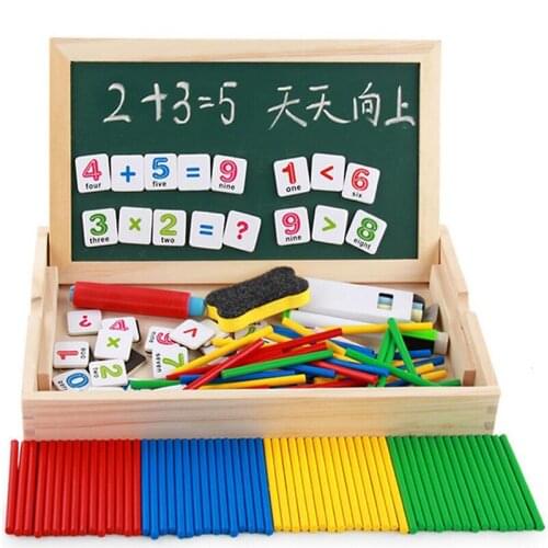 Wood Toys Arithmetic Number Bar Learning Box Math Toys Wood Chips Educational Toys