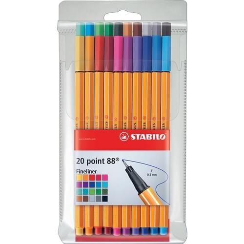 Stabilo Point Fineliner pen 88 model, 20 pieces color set marker school office stationery