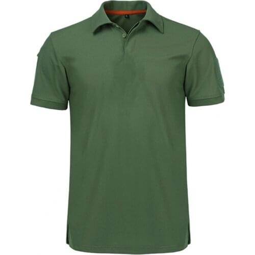 Men Military T-shirt Lapel Short Sleeve Solid Color Buttons Quick Drying Top buttons T-shirt Outdoor Sports Casual T-Shirts