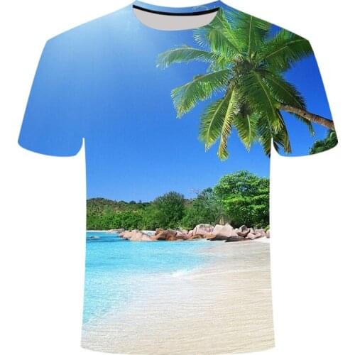 Summer Beach graphic t shirts For Men 3D Fashion Natural Scenery Pattern T-shirt New Casual Trend Personality Print tshirt Top
