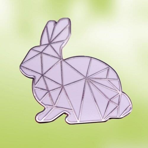 Geometric Pattern Bunny Paper Folding rabbit Creative Animal enamel pin abstract art cute Lapel brooch christmas Easter gift