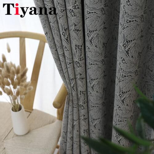 Beige Lace Windows Drapes European Modern Elegant Noble Printing Shade Curtain For Living Room Bedroom JK097Y