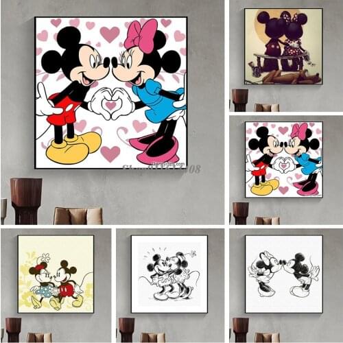 Disney Canvas Painting Disney Cartoon Mickey Minnie Anime Wall Art Poster and Prints Picture for Children Living Room Home Decor