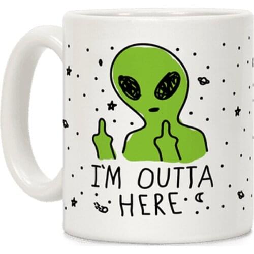 Good Vibes Only Alien White 11 Ounce Ceramic Coffee Mug