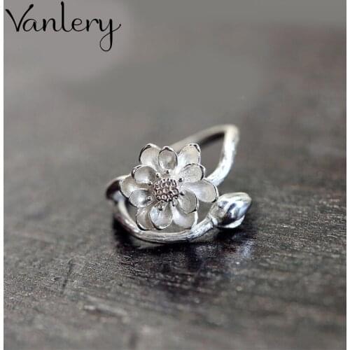 Creative Style Boho Lotus Flower Rings For Women Men Adjustable Ring Fashion Charm Jewelry Wholesale 2021