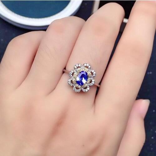 5mm*7mm VVS Grade Natural Tanzanite Ring for Engagement 925 Silver Tanzanite Jewelry Brithday Gift for Girlfriend
