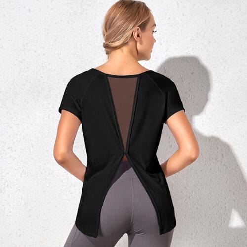 Gym Crop Tops Workout Fitness Running Sport T-Shirts Training Sportswear Loose Quick-drying Tees Loose Yoga Shirt Women