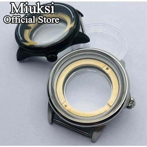 Miuksi 42mm silver black stainless steel case fit ETA2836 Miyota 8205 8215 821A Mingzhu DG2813 3804 Seagull ST1612 movement