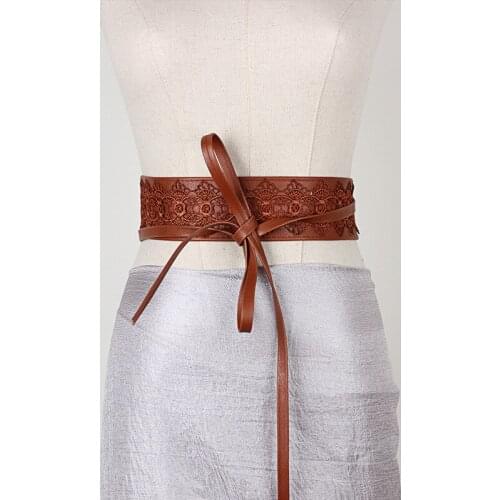 Fashion PU Leather Belts For Women Soft Dress Belts Wide Corset Cummerbunds Strap Pasek Damski Female Burgundy Belt Girl SE100