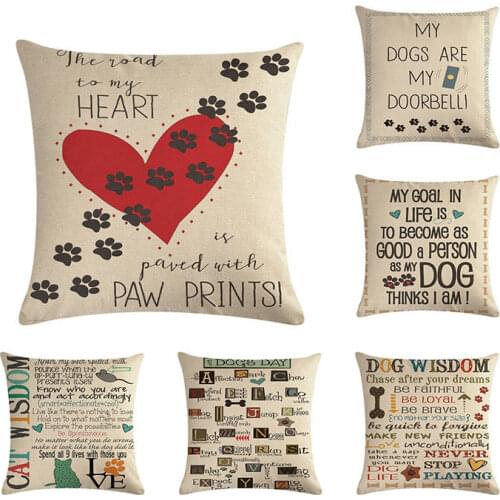 Letter My Dog Is My Doorbell Cushion Cover The Road To My Heart Sofa Throw Pillow Cover Home Decorative 45x45cm ZY297