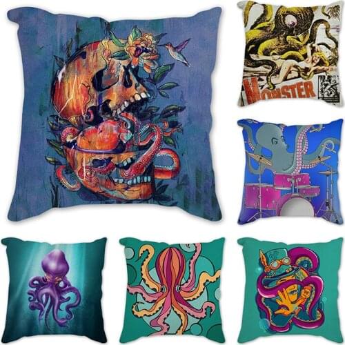 Cushion cover Cartoon animal octopus Print Cushion Covers Home Decoration Pillow Covers Modern Nordic Decorative Throw Pillows