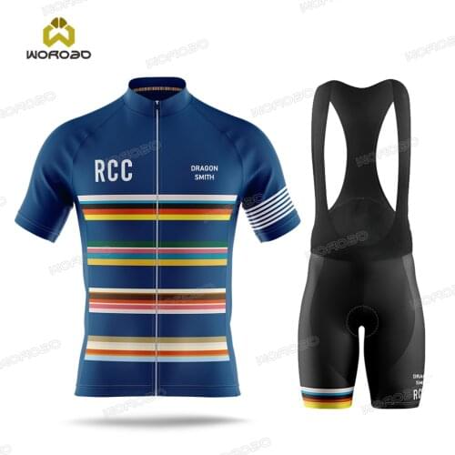 New Maillot Cycling ropa Jersey Set Men Short Sleeve Bicycle Clothing RCC Summer Team Training Riding Uniform Race Sportsuit