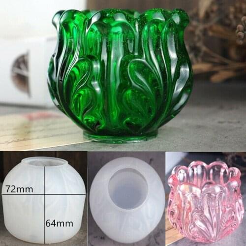 New Silicone Flower Candlestick Storage Box Mold Crystal Resin Ashtray Candlestick Casting Mold DIY Handmade Craft Tools