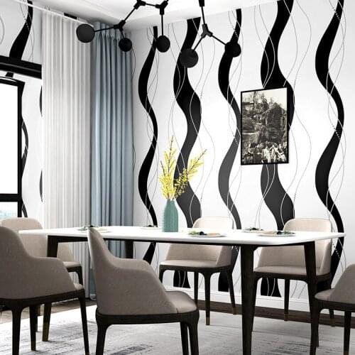 Black And White Curve Stripe PVC Wallpaper Modern Geometric Nordic Style Bedroom Living Room TV Background Decor Wall Paper Roll