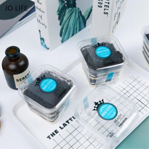 JO LIFE 10pcs Disposable Clear-Up Mousee Cup With Lid Transparent Ice Cream Bowl Dessert Containers Hibiscus cup