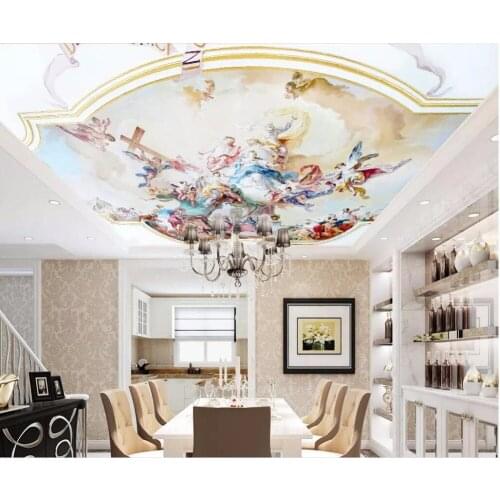 Custom photo 3d ceiling murals wallpaper God and Jesus crowned the Virgin Mary 3d wall murals wallpaper for living room