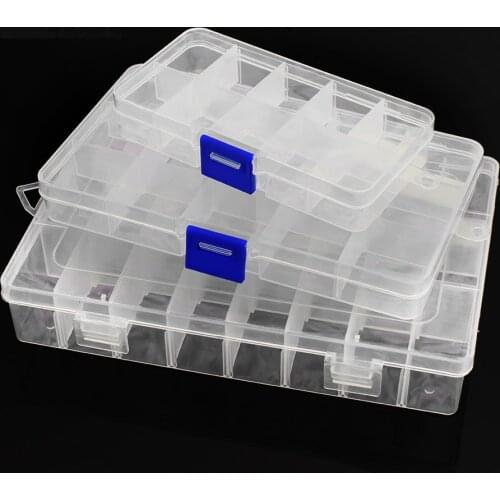 Practical Adjustable 10/15/24 Compartment Plastic Storage Box Jewelry Earring Bead Screw Holder Case Display Organizer Container