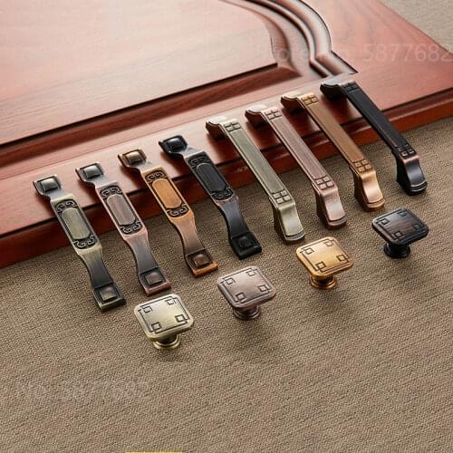 Retro Closet Dresser Handle 96mm/128mm Cupboard Kitchen Knob Pulls Cabinet Drawer Hardware Zinc Alloy Bronze Antique Pull