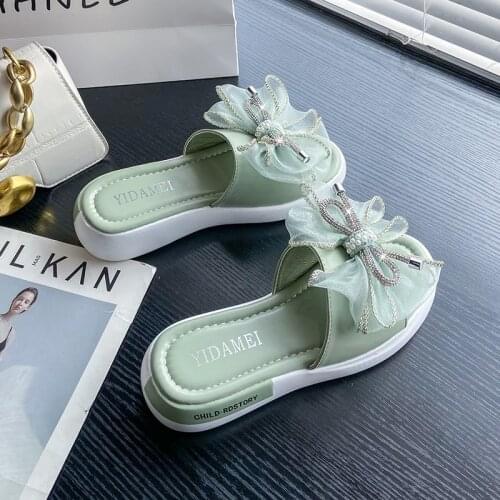 Slippers Ladies Bowknot Sandals 2021 Summer Casual Everyday Comfortable Thick-soled Ladies Sandals Dress Party Open Toe Slippers