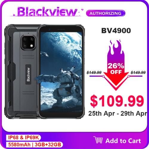 Blackview BV4900 5580mAh 3GB 32GB IP68 Waterproof Smartphone 5.7'' Android 10.0 NFC Rugged Mobile Phone