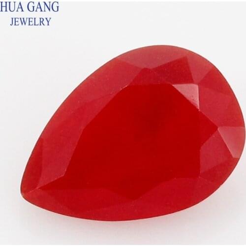 2x3~15x20mm Red Matte Bottom Pear Shape Loose Glass Beads Synthetic Gems For Jewelry Wholesale Free Shipping