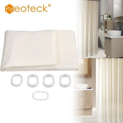 Neoteck Extra Long Fabric Shower Curtain waterproof with hooks weighted Hem 180 X 200 cm 120GSM Polyester Curtains