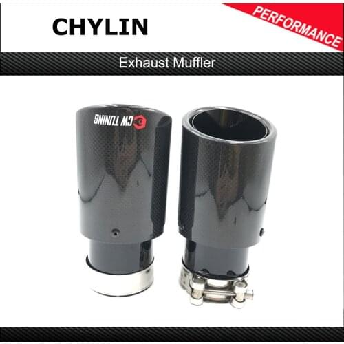 1 Piece Car Carbon Muffler Tip Exhaust System Universal Crimping Stainless Black Exhaust Pipe Mufflers Multi-size For Ak