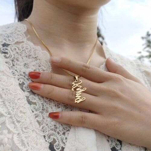 Vertical Name Necklace Custom Jewelry Personalized Name Choker Necklaces Women Men Stainless Steel Box Chain Collares Mujer Moda