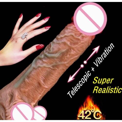 Automatic Telescopic Heating Penis Dildo Vibrator Adult Sex Toys for Realistic Suction Cup Dildo Woman Female Masturbation Cock