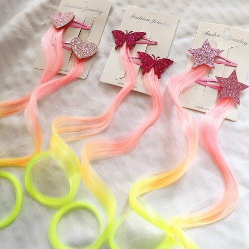 Hair Extensions Curly Wig for Kids Girls Head Hair Bows Snap BB Clips Princess Bobby Pins Hairpin Barrette Hair Accessories 0125